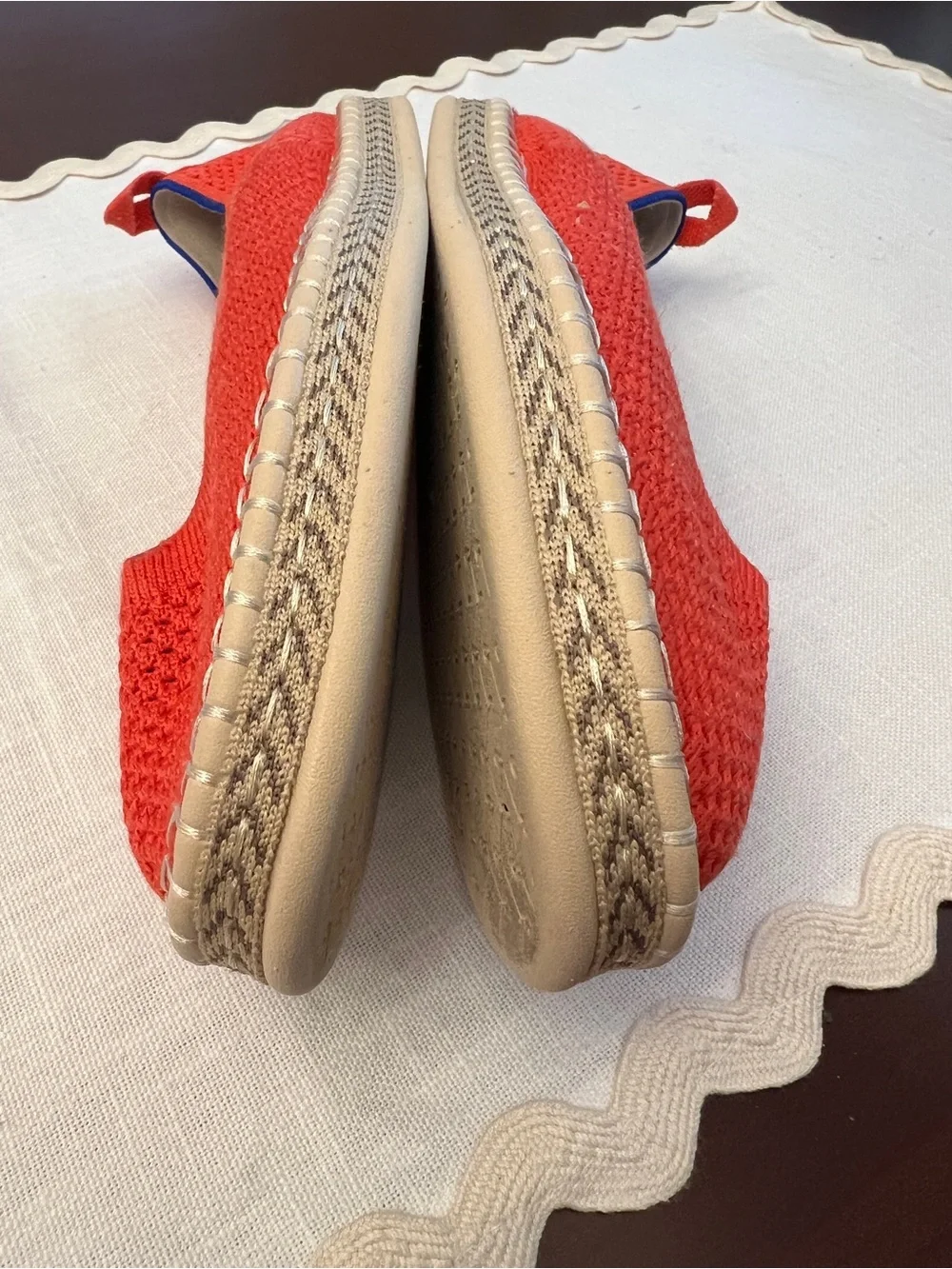 Rothy's Bright Red Knit Espadrille Flats 7.5 woman’s ballet style shoe